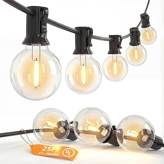 SUNSGNE G40 LED Globe Outdoor String Lights Waterproof Shatterproof, 25FT by SUNSGNE