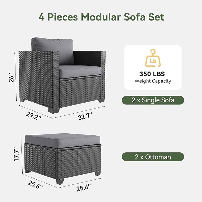 Aoxun 4 Piece Patio Furniture Set - Image 7