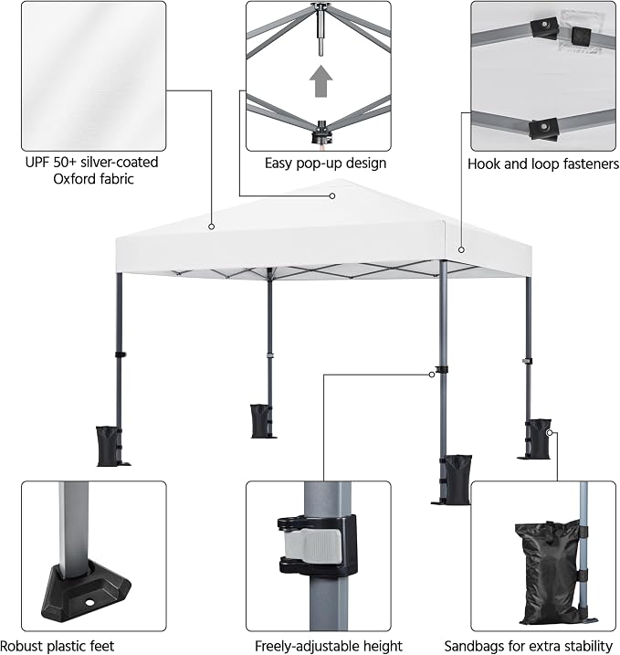 Yaheetech 10x10 1-Person Setup Pop Up Canopy Tent, Instant Portable Commercial - Image 4
