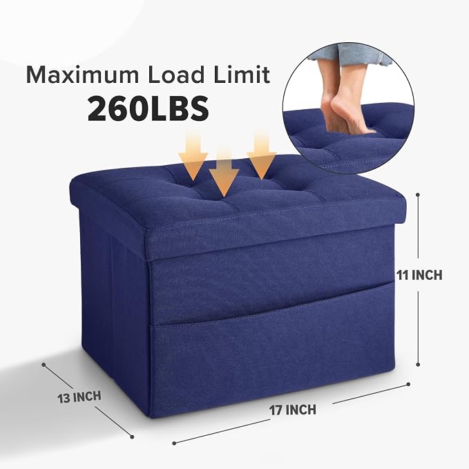 LINMAGCO Storage Ottoman Folding Foot Stool Foot Rest - Image 3