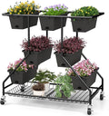 Giantex Rolling Raised Garden Bed w/ 7 Planter Boxes, Storage Baskets, Drainage by Giantex
