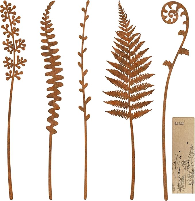 Metal Flowers for Outside, Garden Stakes Decorative, Flower Bed Decor Plant by Unknown