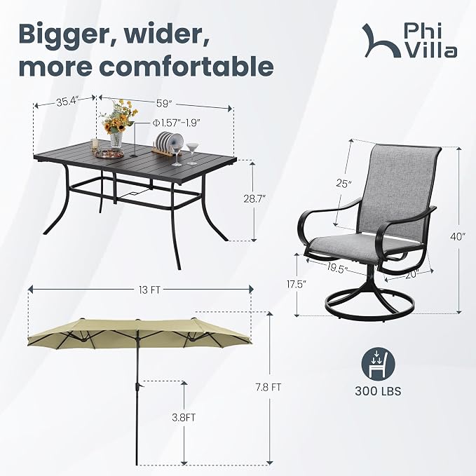 PHI VILLA 8 Piece Patio Dining Set - Image 8