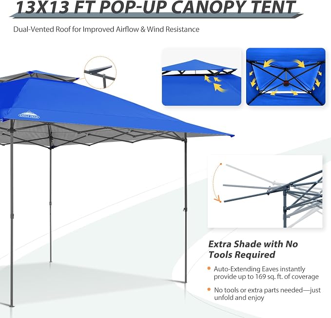 EAGLE PEAK 13x13 Straight Leg Pop Up Canopy Tent Instant Outdoor Canopy Easy - Image 7