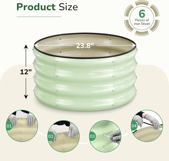 GreatBuddy 2x2x1 ft Round Galvanized Raised Garden Bed, Easy-Assembly Raised Bed - Image 3