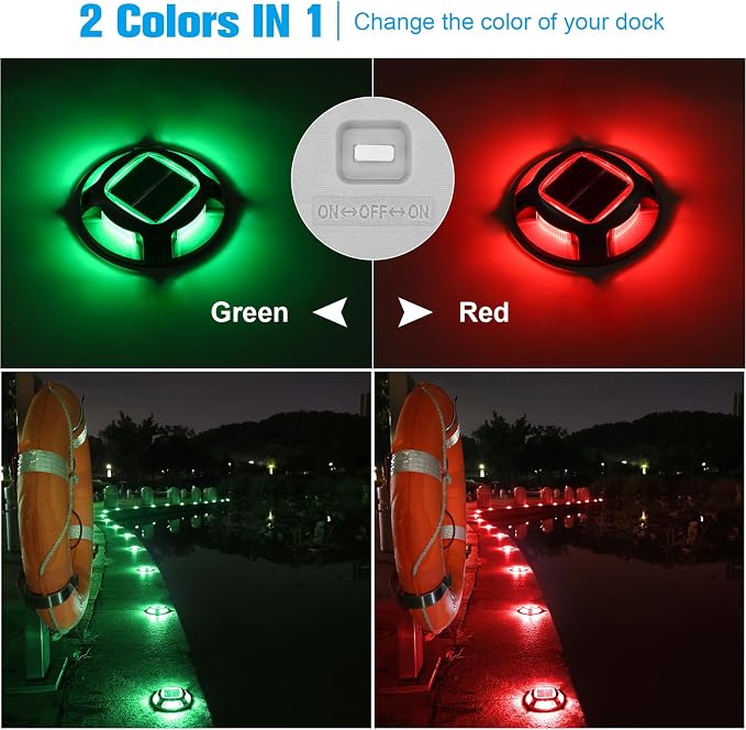 VOLISUN Christmas Solar Driveway Lights Dock Marine Lights 4 Pack, 2 Colors in 1 - Image 2