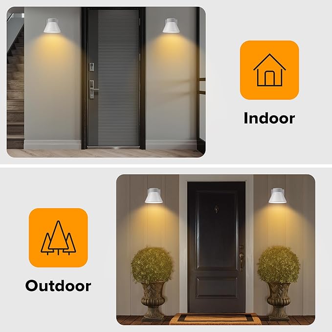 UME 2 Pack LED Outdoor White Front Porch Lights, Waterproof Wall Lantern Light - Image 3