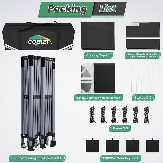 COBIZI 10x20 Pop Up Canopy Tent - Image 6