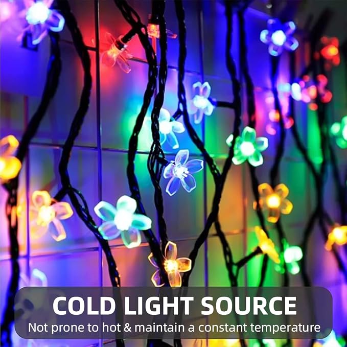 ITICdecor Solar Flower String Lights Outdoor Waterproof 50 LED Solar Powered - Image 2
