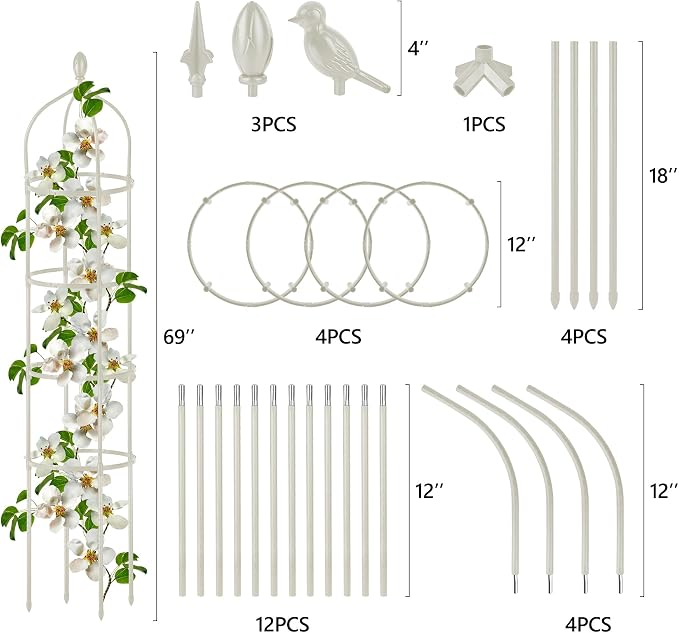 Garden Obelisk Trellis for Climbing Plants Outdoor 6 Ft Rose Bush Round Trellis - Image 6
