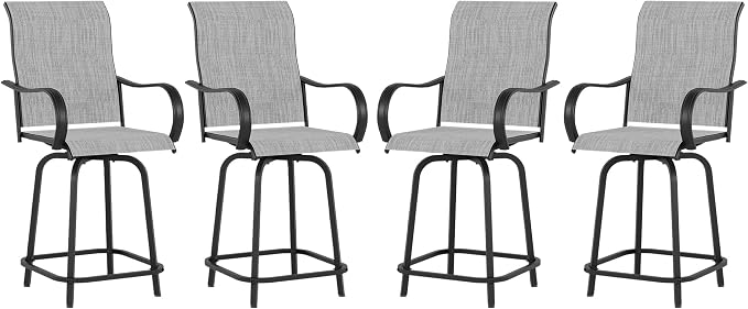 Patio Swivel Bar Stools Set of 4 by VonzoyHome