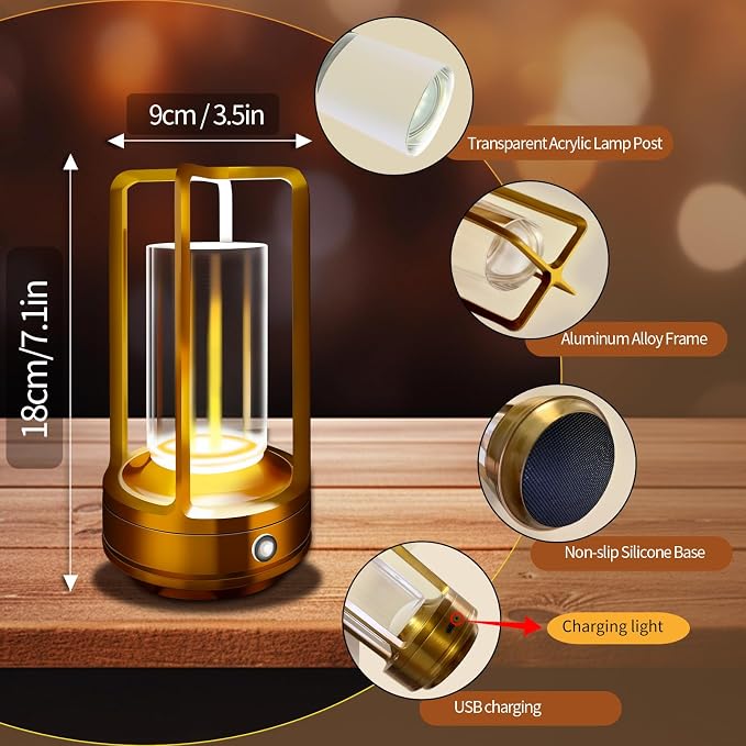 Outdoor Table Lamp, 4000mAh Rechargeable Battery Operated lamp, 3 Color - Image 4
