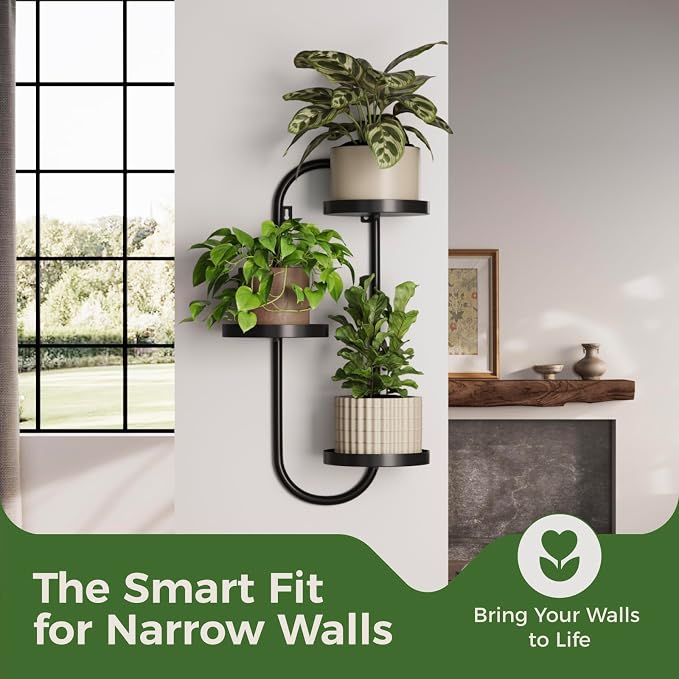 Wall Plant Holder 3 Tier Window Plant Shelves Metal Plant Wall Hanger - Image 4