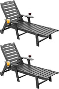 Carauci Lounge Chair Outdoor Set of 2, HDPE Chaise Lounge by Carauci