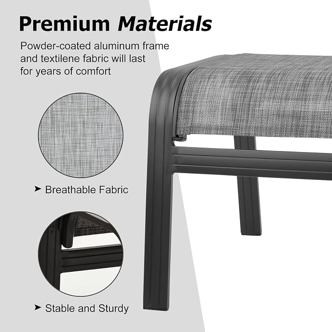 Patio Outdoor Ottoman Footstools Assembled Aluminum Footrest Side Table Small - Image 4