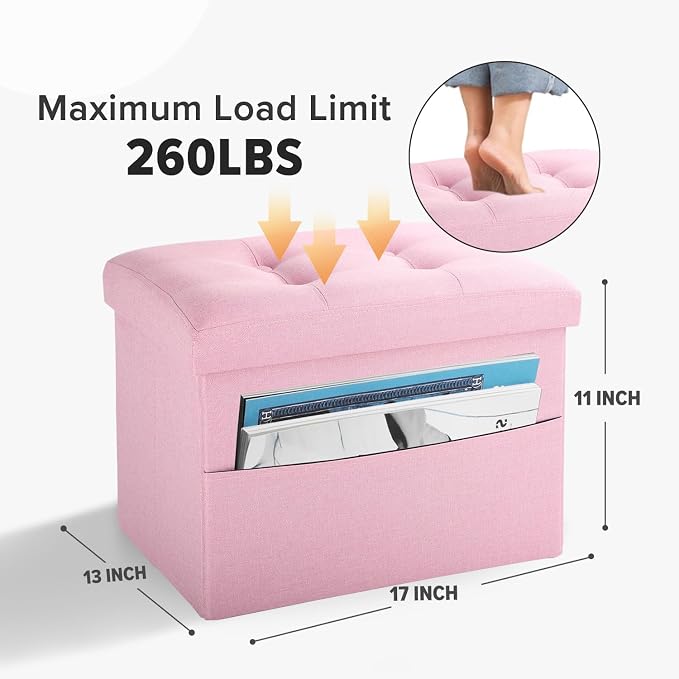 LINMAGCO Storage Ottoman Folding Foot Stool Foot Rest - Image 2