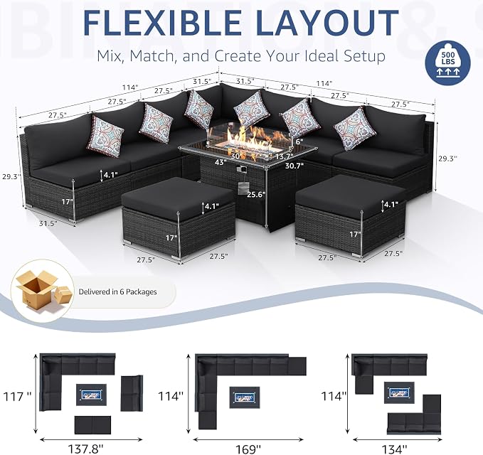 NICESOUL 10 Piece Contemporary Patio Furniture Set - Image 4