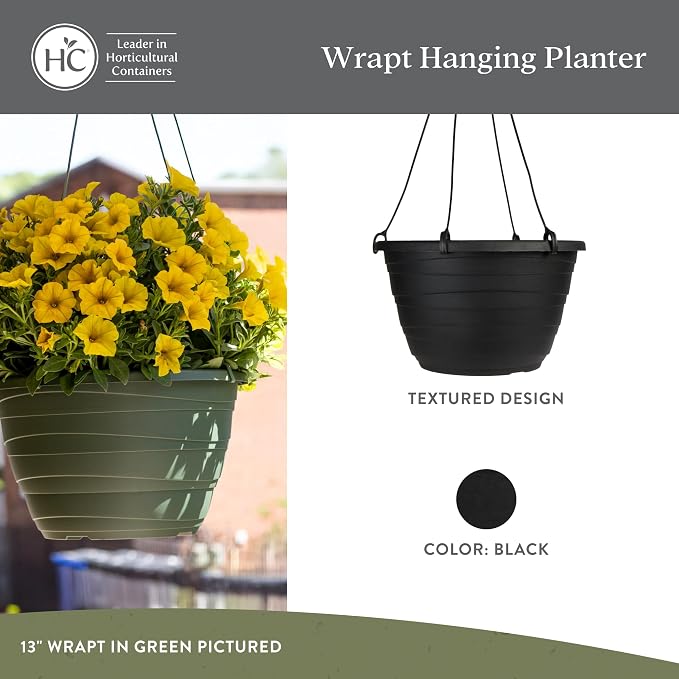 The HC Companies 13 Inch Wrapt Hanging Planters, Lightweight UV-Resistant - Image 2