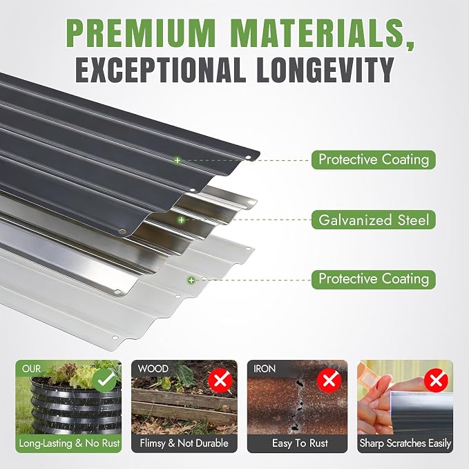 INNO STAGE 3Pcs Galvanized Raised Garden Bed Kit, Outdoor Metal Raised Garden - Image 8