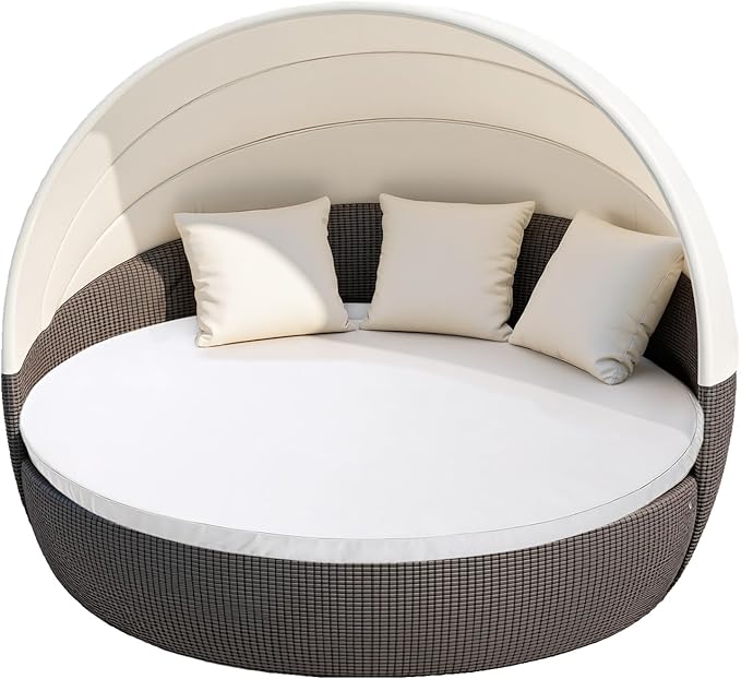 MICTONY Outdoor Daybed Cushion Cover, Sun Bed Cushion Cover, Outdoor Round Bed by Mictony