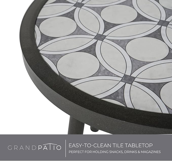Grand Patio Outdoor Side Table, Round End Table - Image 4