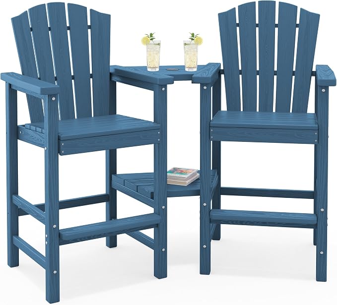 KINGYES Tall Adirondack Chair Set of 2, All-Weather HDPE Outdoor Adirondack by KINGYES