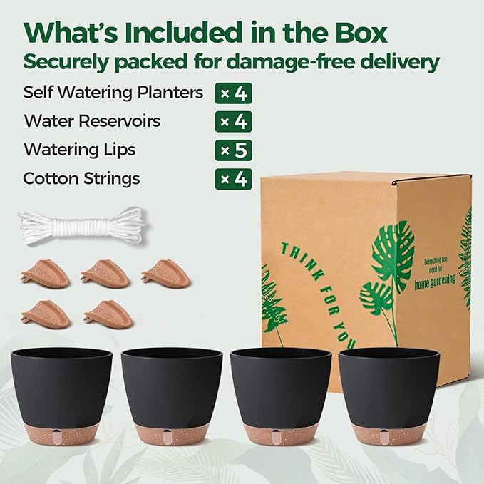 T4U 6 Inch Self Watering Pots for Indoor Plants - Image 6