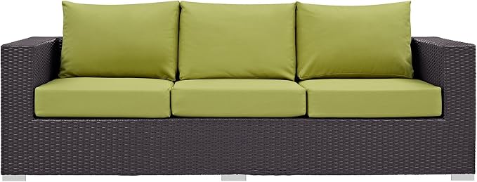 Modway Convene Wicker Rattan Outdoor Patio Sofa in Espresso Peridot - Image 6