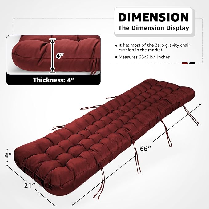 Patio Lounge Chair Cushion, Waterproof Zero Gravity Chair Cushions - Image 2
