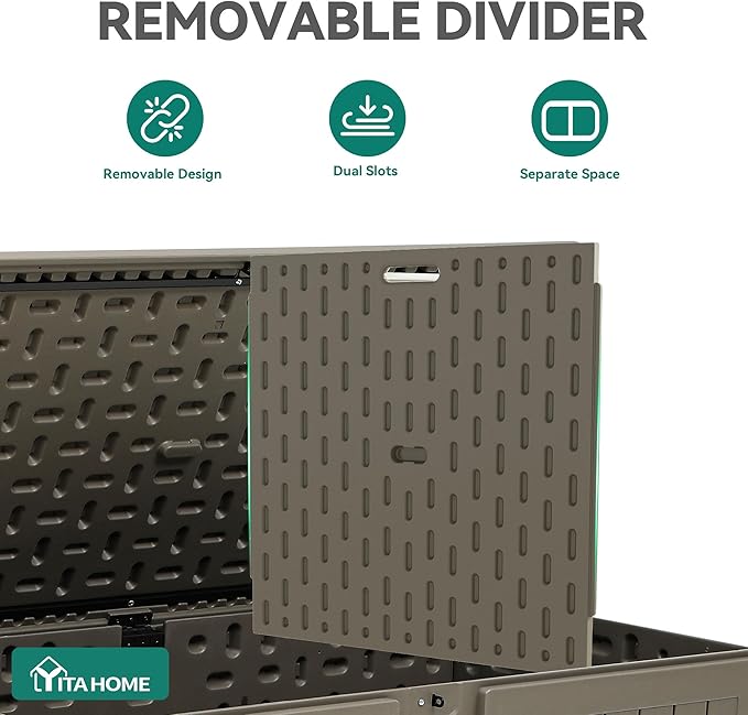 YITAHOME 220 Gallon Extra Large Deck Box, Double-Wall Resin Outdoor Storage Box - Image 5