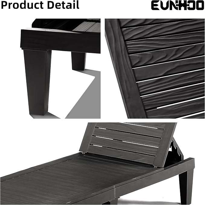 Chaise Lounge Outdoor Set of 4, Adjustable Pool Lounge Chair - Image 6