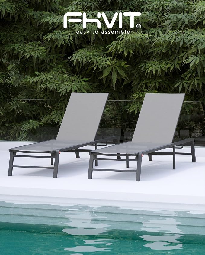 Aluminum Chaise Lounge Chair Outdoor, Foldable Patio Lounge Chair 2 Sets - Image 8