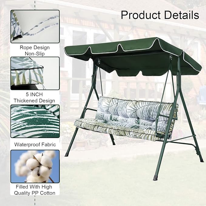 Outside Benches Cushion with Backrest, Thicken Waterproof Swing Cushions 2/3 - Image 3