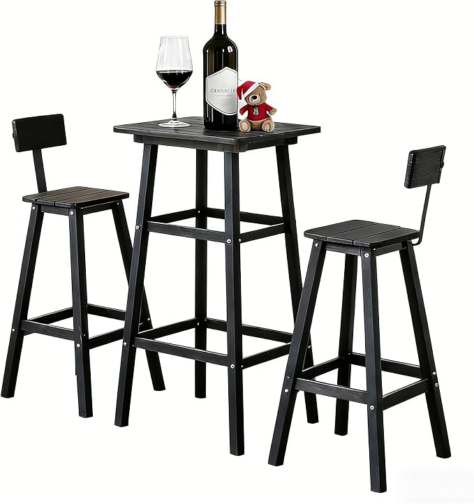 3-Piece Outdoor Counter Height Bar Table Set, HDPE Weather Resistant by NagaBahna