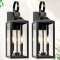 Black Dusk to Dawn Outdoor Wall Lantern 2-Light, Industrial Porch Light Wall by Yolsunes