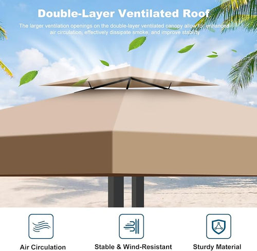 10x10 Canopy Replacement Top Cover Canopy Top Replacement, Double Tier Sunshade - Image 2