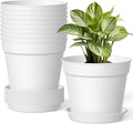 10 Pack 6 Inch Plant Pots with Drainage and Saucers, Stackable Nursery Planters by SwinDuck