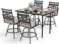 Sophia & William Patio Bar Set 5 Piece Outdoor High Dining Table and Chairs Set by SophiaWilliam