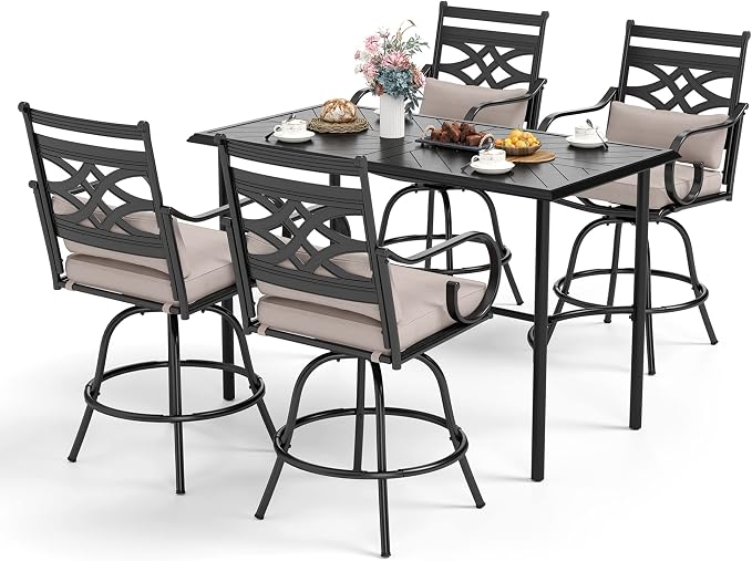 Sophia & William Patio Bar Set 5 Piece Outdoor High Dining Table and Chairs Set by SophiaWilliam