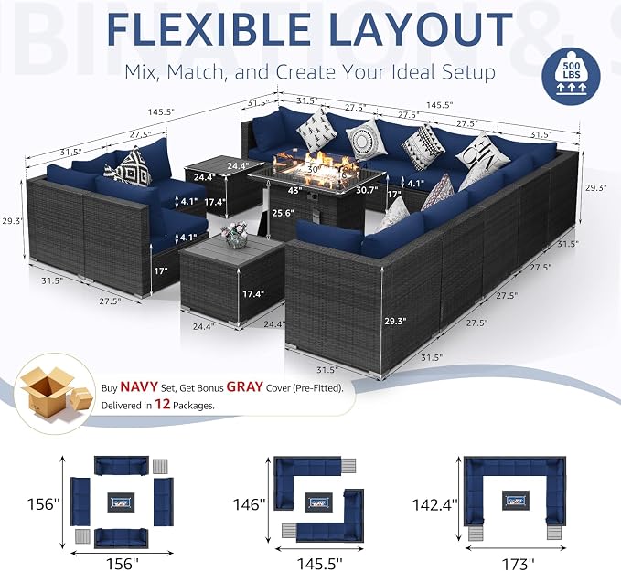 NICESOUL 15 Piece Outdoor Patio Furniture Set - Image 6