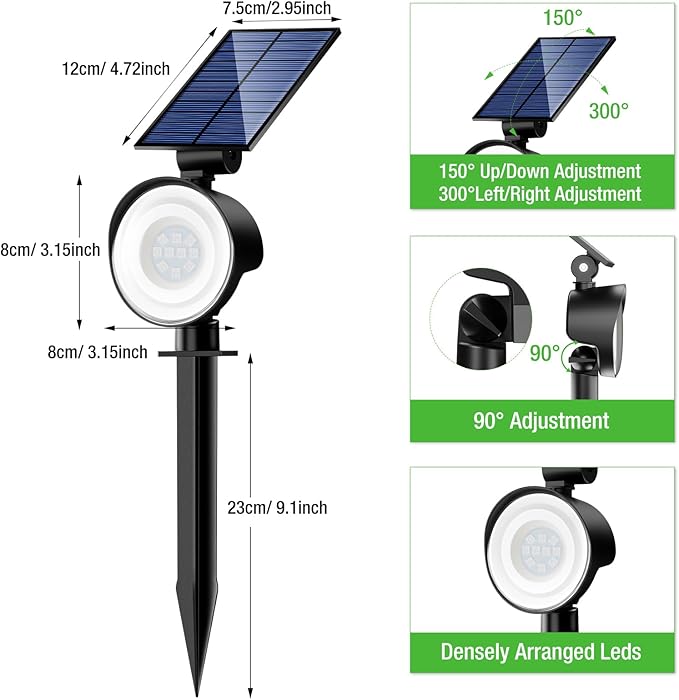 nipify 8 Pack Solar Spot Lights Outdoor Waterproof, Solar Spotlight Light - Image 6