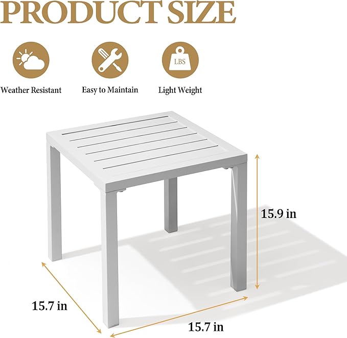 Crestlive Products Aluminum Outdoor Side Table, Pool Lounge Chair Side Table - Image 3