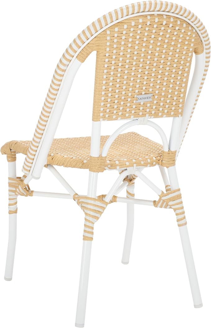 SAFAVIEH Outdoor Collection Torino Natural Wash & White Parisian Bistro Chair - Image 9