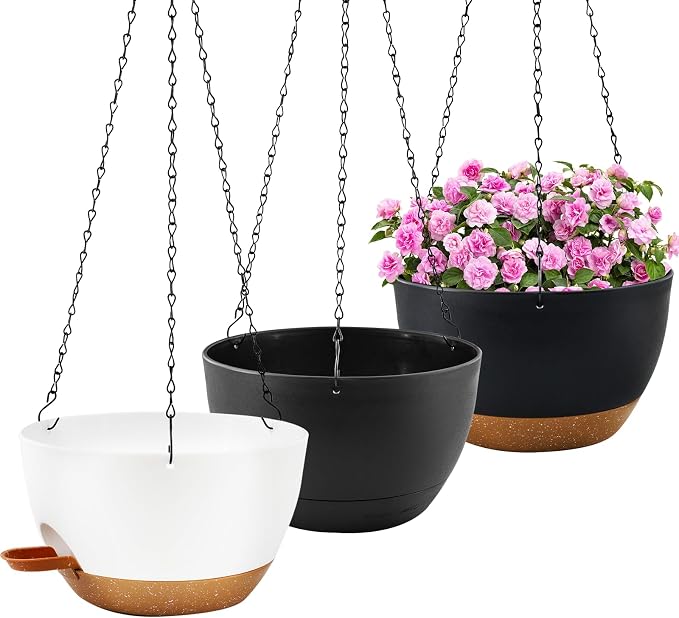 10 inch Hanging Planters for Indoor Plants, 3 Pack Self-Watering Hanging by Unknown