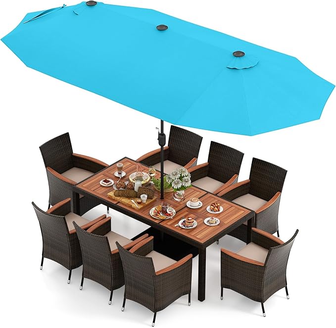 Tangkula 11 Piece Rattan Outdoor Dining Set - Image 8