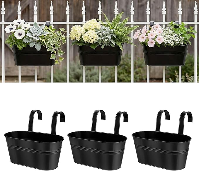 Metal Railing Planters for Outdoor Plants by vensovo