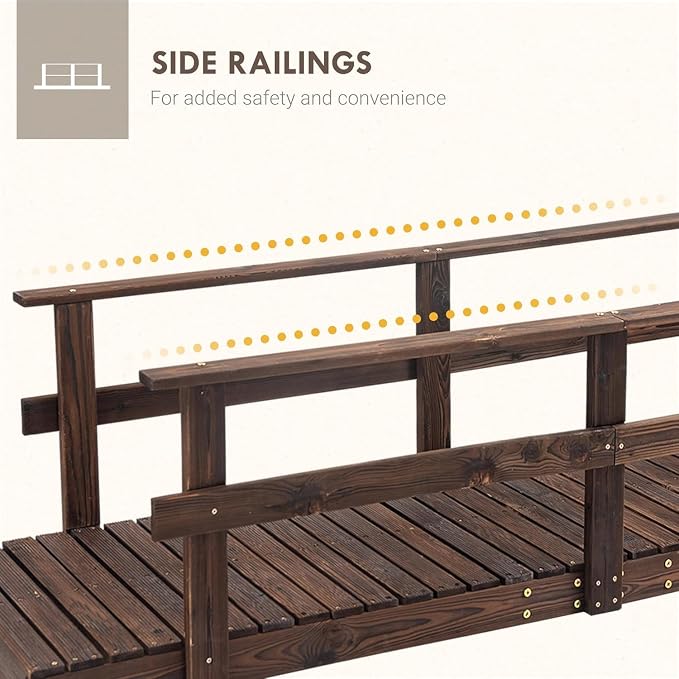 7 ft Pine Wood Garden Bridge - Image 5