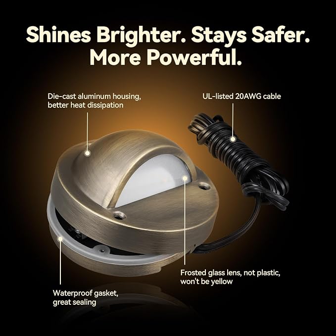 LEONLITE 12-Pack Update 5CCT LED Low Voltage Deck Lights, 180LM 3.74inch - Image 3