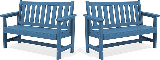 SERWALL HDPE Outdoor Benches Weatherproof, 2-Person Garden Bench by SERWALL