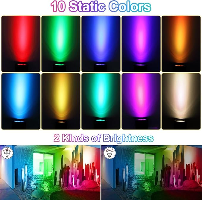 CLY Solar 6 in 1 RGB Spotlights Outdoor Garden, 10 Colors 12 Modes Solar Garden - Image 6